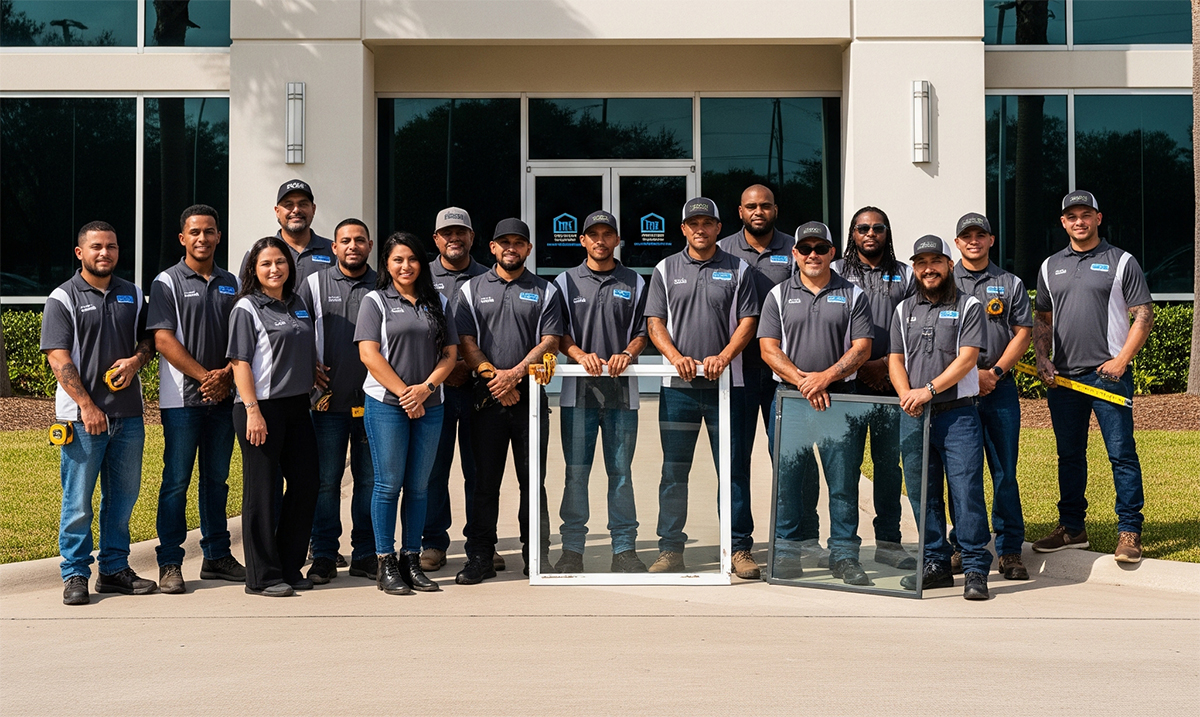 Before and after window replacement in Katy home